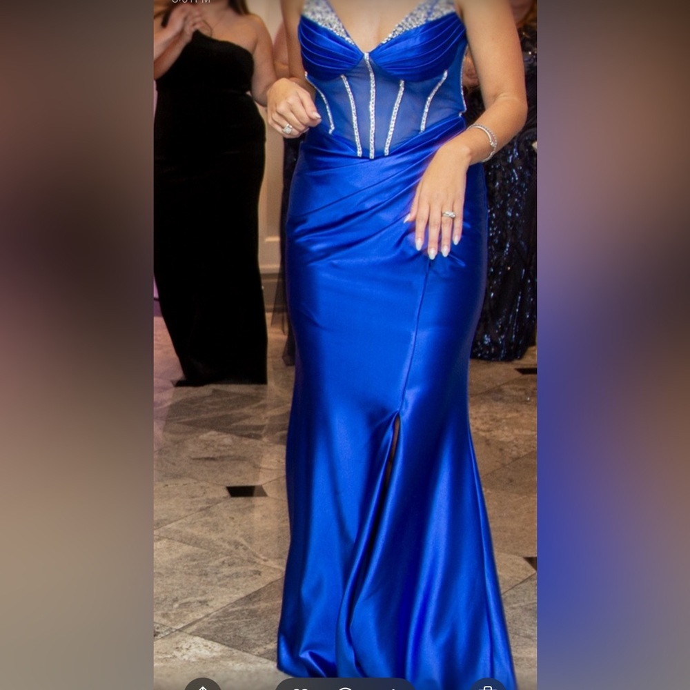 ROYAL BLUE CUSTOM DRESS - Picture 4 of 6